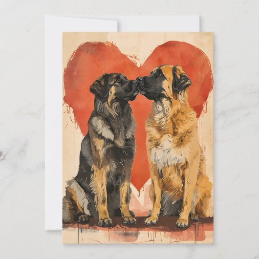 Leonberger hond Valentijnsdag  Feestdagenkaart (Voorkant)