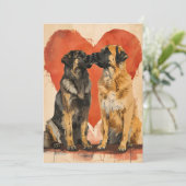 Leonberger hond Valentijnsdag  Feestdagenkaart (Staand voorkant)