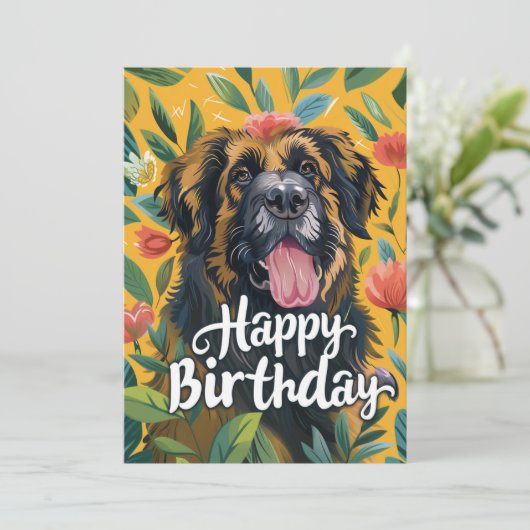 Leonberger Hond Verjaardag Feestdagenkaart (Staand voorkant)