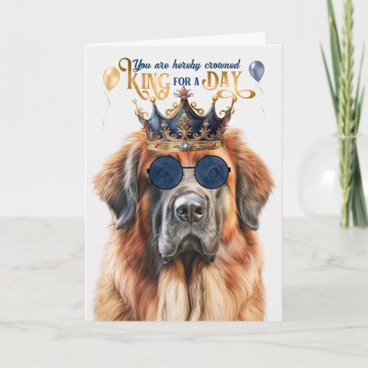 Leonberger Hondenkoning voor een Dag Grappige Verj Kaart (Voorkant)