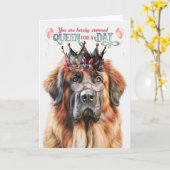 Leonberger Hondenkoningin voor een Dag Grappige Ve Kaart (Gele Bloem)