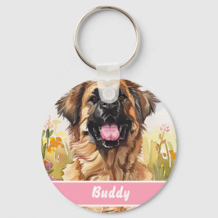 Leonberger hondenpenning – Aangepaste informatie Sleutelhanger
