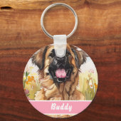 Leonberger hondenpenning – Aangepaste informatie Sleutelhanger (Voorkant)