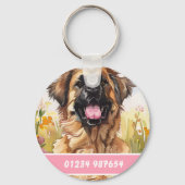 Leonberger hondenpenning – Aangepaste informatie Sleutelhanger (Achterkant)