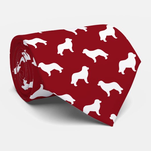 Leonberger Hondenras Silhouettes Pattern Red Stropdas (Opgerold)