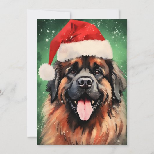 Leonberger Kerst borstel schilderkunst kunstwerk Feestdagenkaart (Voorkant)