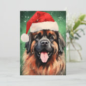 Leonberger Kerst borstel schilderkunst kunstwerk Feestdagenkaart (Staand voorkant)