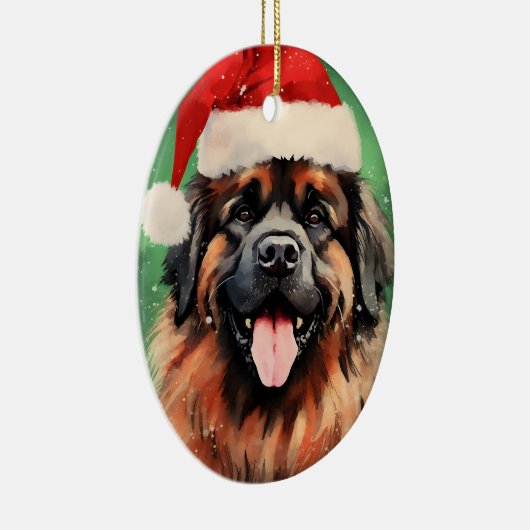 Leonberger Kerstborstel schilderen kunstwerk Keramisch Ornament (Rechts)