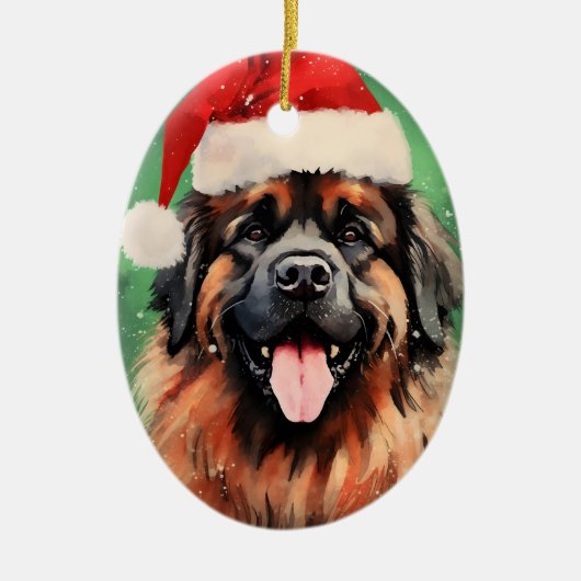 Leonberger Kerstborstel schilderen kunstwerk Keramisch Ornament (Voorkant)