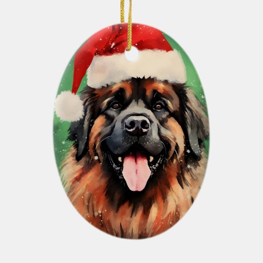 Leonberger Kerstborstel schilderen kunstwerk Keramisch Ornament (Achterkant)