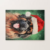 Leonberger Kerstborstel schilderen kunstwerk Legpuzzel (Horizontaal)