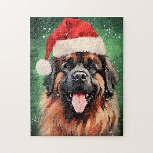 Leonberger Kerstborstel schilderen kunstwerk Legpuzzel (Verticaal)