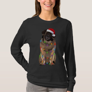 Leonberger kerstlampjes Hondenliefhebber Santa H T-shirt