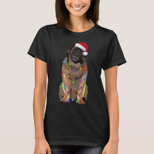 Leonberger kerstlampjes Hondenliefhebber Santa H T-shirt