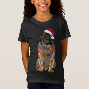 Leonberger kerstlampjes Hondenliefhebber Santa H T-shirt
