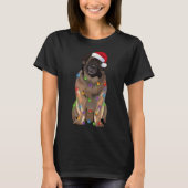 Leonberger kerstlampjes Hondenliefhebber Santa H T-shirt (Voorkant)