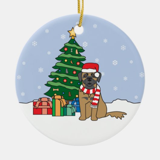 Leonberger Kerstversier Keramisch Ornament (Voorkant)
