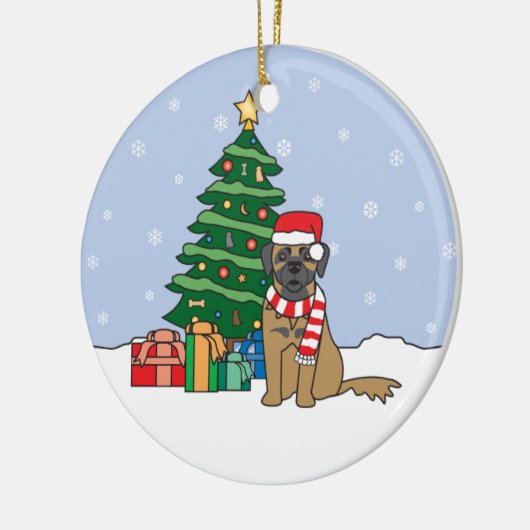 Leonberger Kerstversier Keramisch Ornament (Links)