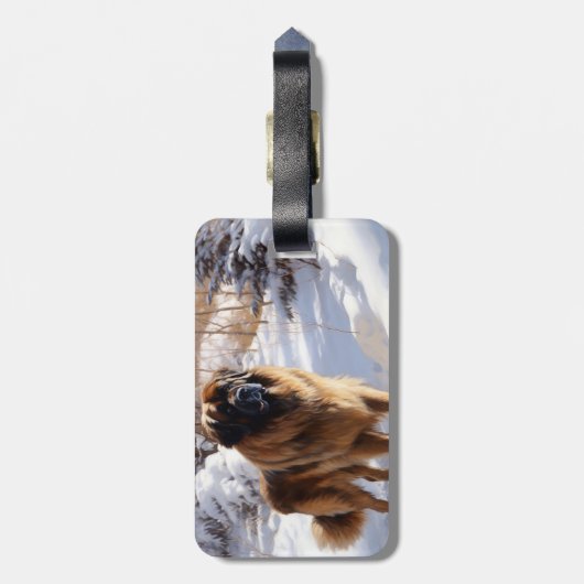 Leonberger Laat het Sneeuwen Kerstmis Bagagelabel (Achterkant verticaal)