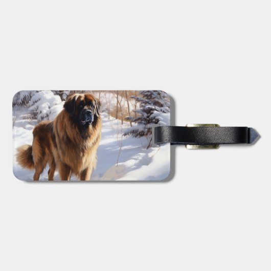 Leonberger Laat het Sneeuwen Kerstmis Bagagelabel (Achterkant horizontaal)