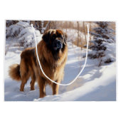 Leonberger Laat het sneeuwen Kerstmis Groot Cadeauzakje (Achterkant)