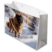 Leonberger Laat het sneeuwen Kerstmis Groot Cadeauzakje (Achterkant Gekanteld)
