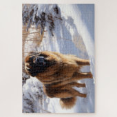 Leonberger Laat het sneeuwen Kerstmis Legpuzzel (Verticaal)