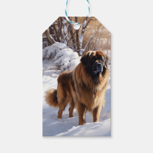 Leonberger liet het sneeuwen Kerstmis Cadeaulabel (Voorkant)