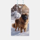 Leonberger liet het sneeuwen Kerstmis Cadeaulabel (Achterkant)