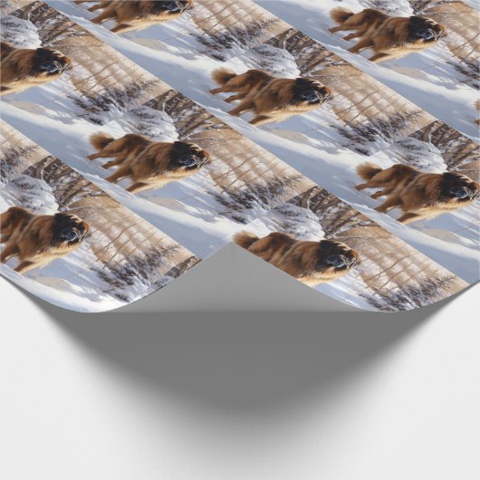Leonberger liet het sneeuwen Kerstmis Cadeaupapier (Hoek)