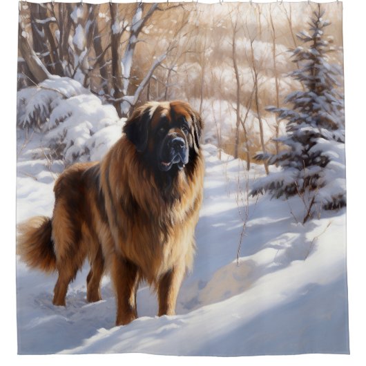 Leonberger liet het sneeuwen Kerstmis Douchegordijn (Voorkant)