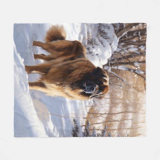 Leonberger liet het sneeuwen Kerstmis Fleece Deken (Voorkant (Horizontaal))