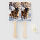 Leonberger liet het sneeuwen Kerstmis Handwaaier (Voorkant en achterkant)