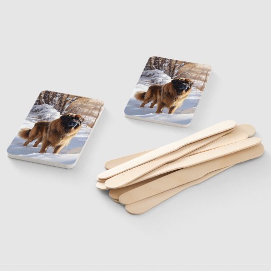 Leonberger liet het sneeuwen Kerstmis Handwaaier (Niet-gemonteerd)