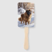 Leonberger liet het sneeuwen Kerstmis Handwaaier (Voorkant)