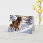 Leonberger liet het sneeuwen Kerstmis Kaart (Gele Bloem)