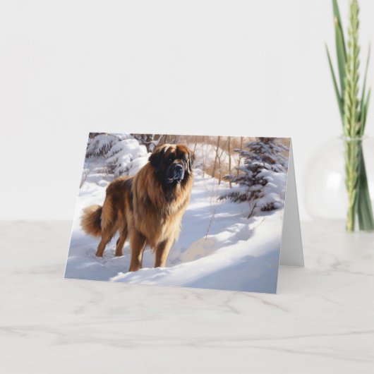 Leonberger liet het sneeuwen Kerstmis Kaart (Voorkant)