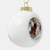 Leonberger liet het sneeuwen Kerstmis Keramische Bal Ornament (Links)