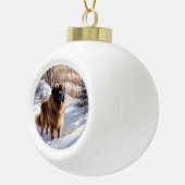 Leonberger liet het sneeuwen Kerstmis Keramische Bal Ornament (Rechts)