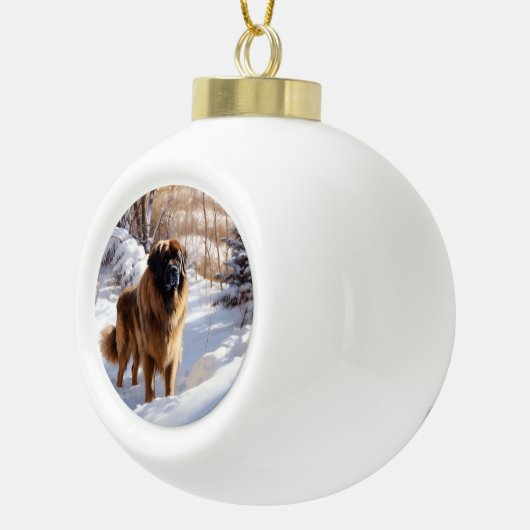 Leonberger liet het sneeuwen Kerstmis Keramische Bal Ornament (Rechts)