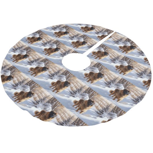 Leonberger liet het sneeuwen Kerstmis Kerstboom Rok (Gekanteld)