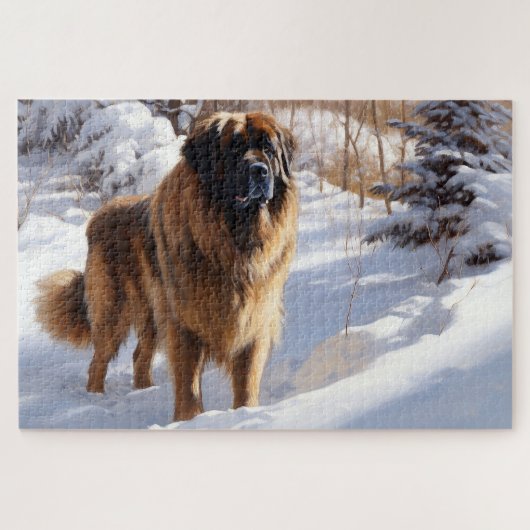 Leonberger liet het sneeuwen Kerstmis Legpuzzel (Horizontaal)