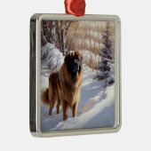 Leonberger liet het sneeuwen Kerstmis Metalen Ornament (Rechts)