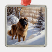 Leonberger liet het sneeuwen Kerstmis Metalen Ornament (Voorkant)