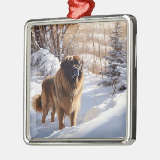 Leonberger liet het sneeuwen Kerstmis Metalen Ornament (Links)