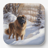 Leonberger liet het sneeuwen Kerstmis Papieren Bordje (Voorkant)