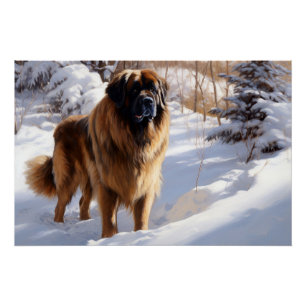 Leonberger liet het sneeuwen Kerstmis Perfect Poster