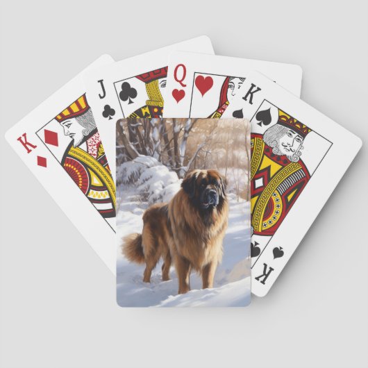 Leonberger liet het sneeuwen Kerstmis Pokerkaarten (Achterkant)