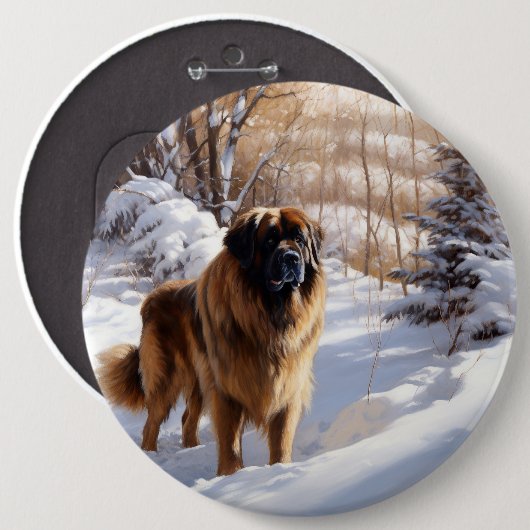 Leonberger liet het sneeuwen Kerstmis Ronde Button 6,0 Cm (Voorkant /achterkant)