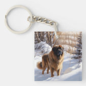 Leonberger liet het sneeuwen Kerstmis Sleutelhanger (Voorkant)